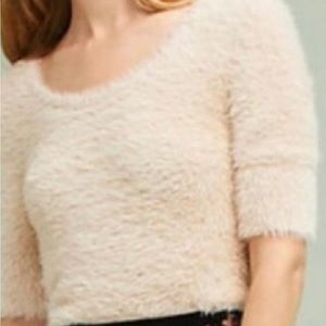 Knitted and knotted Anthropology light pink 100% nylon short sleeve scoop neck